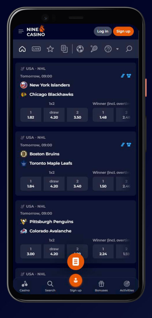 app betting ninecasino