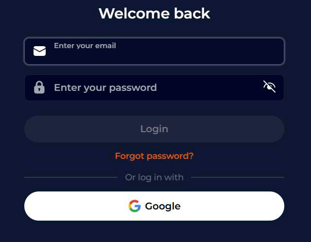 welcome back login form ninecasino